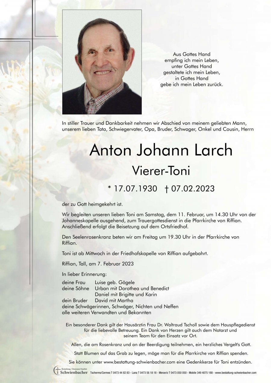 Parte: Anton Johann Larch
