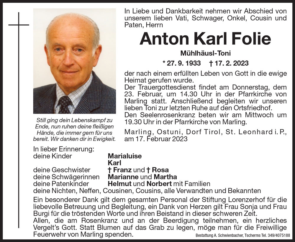 Medien: Anton Karl Folie