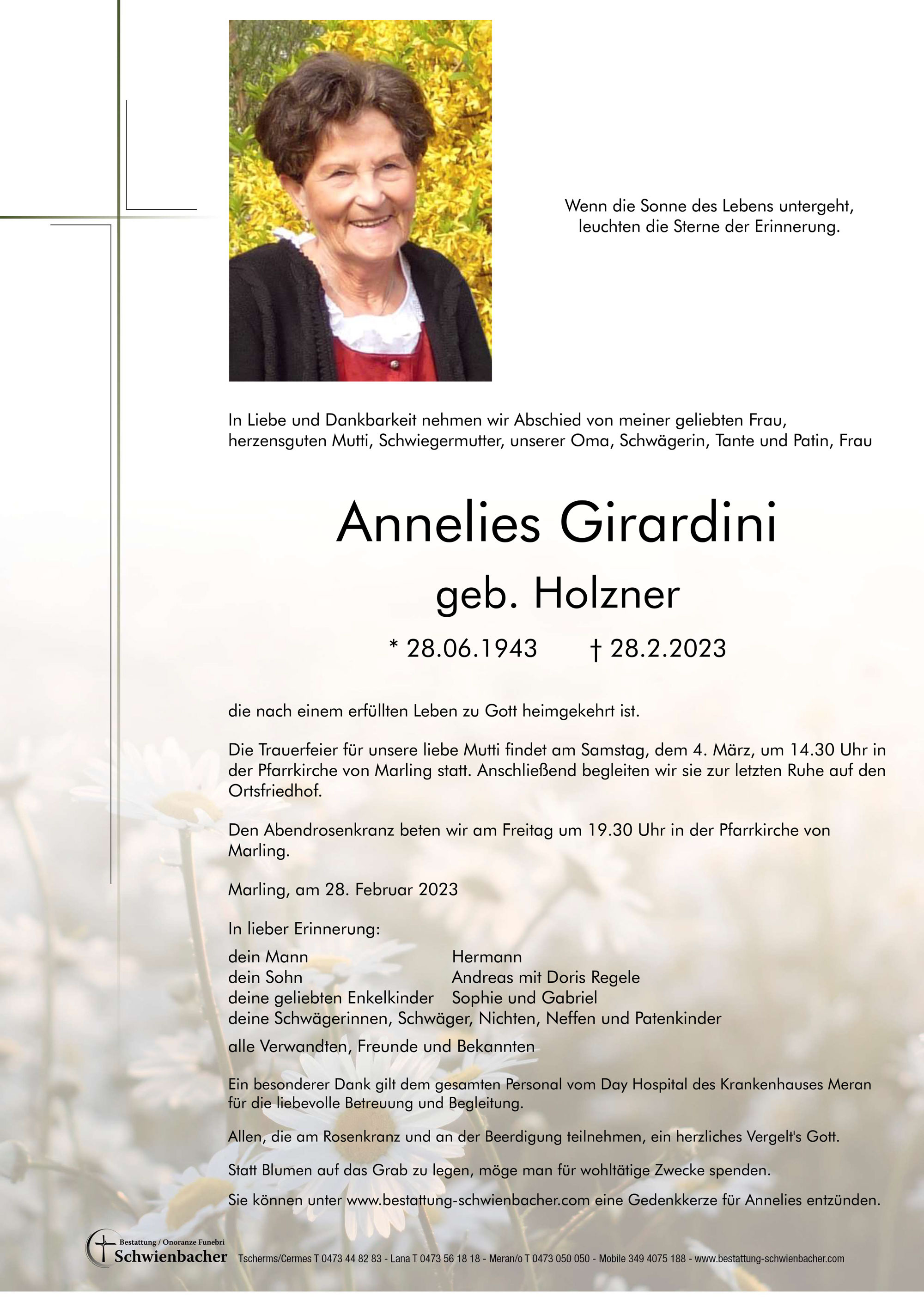 Parte: Annelies Girardini geb. Holzner 
