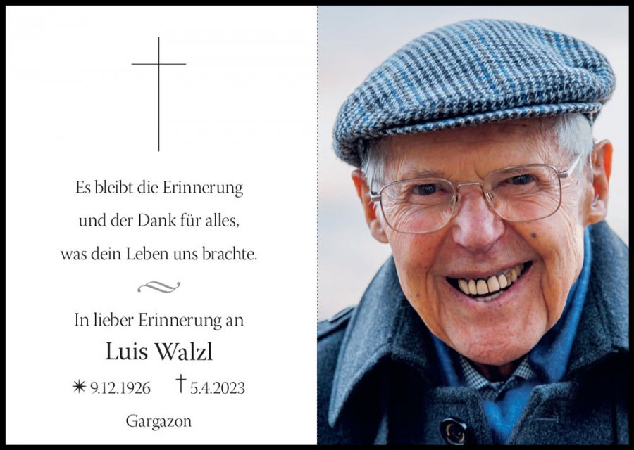 Sterbebild: Luis Walzl