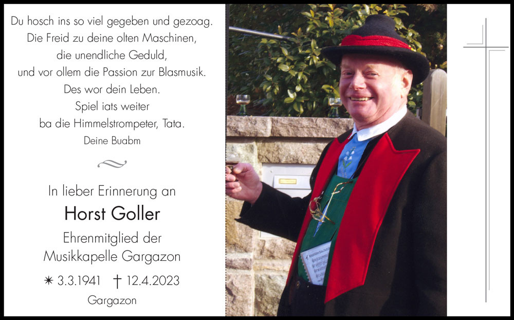 Sterbebild: Horst Goller