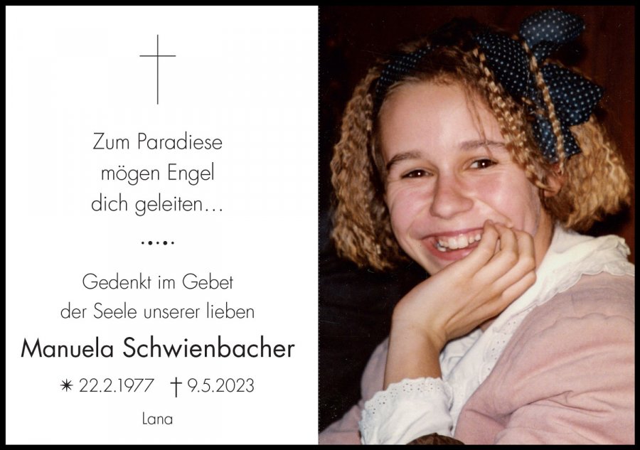 Sterbebild: Manuela Schwienbacher