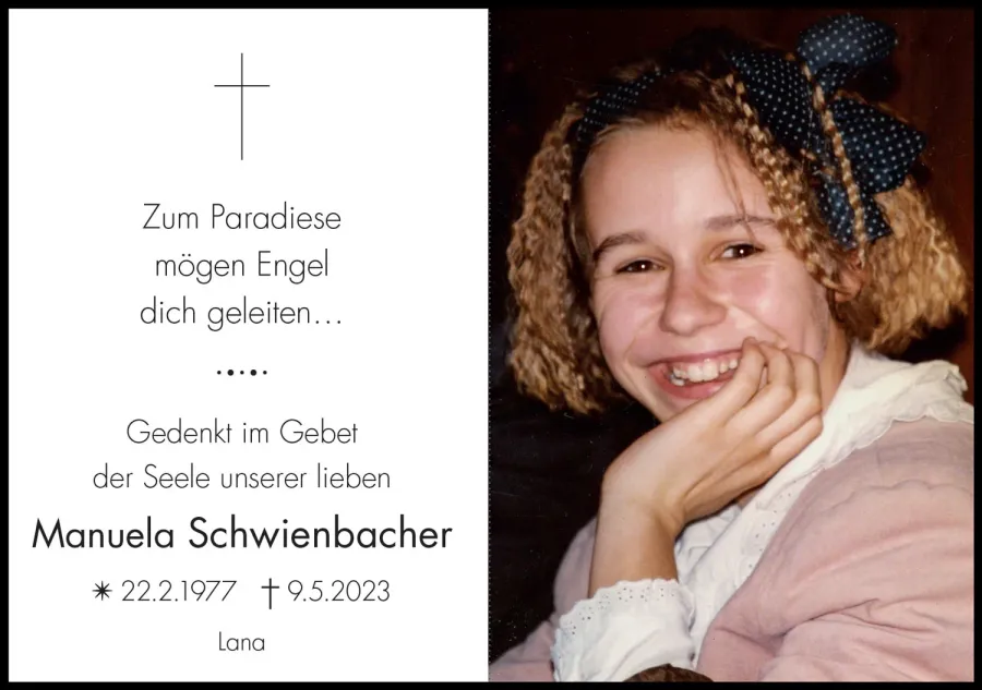 Sterbebild: Manuela Schwienbacher