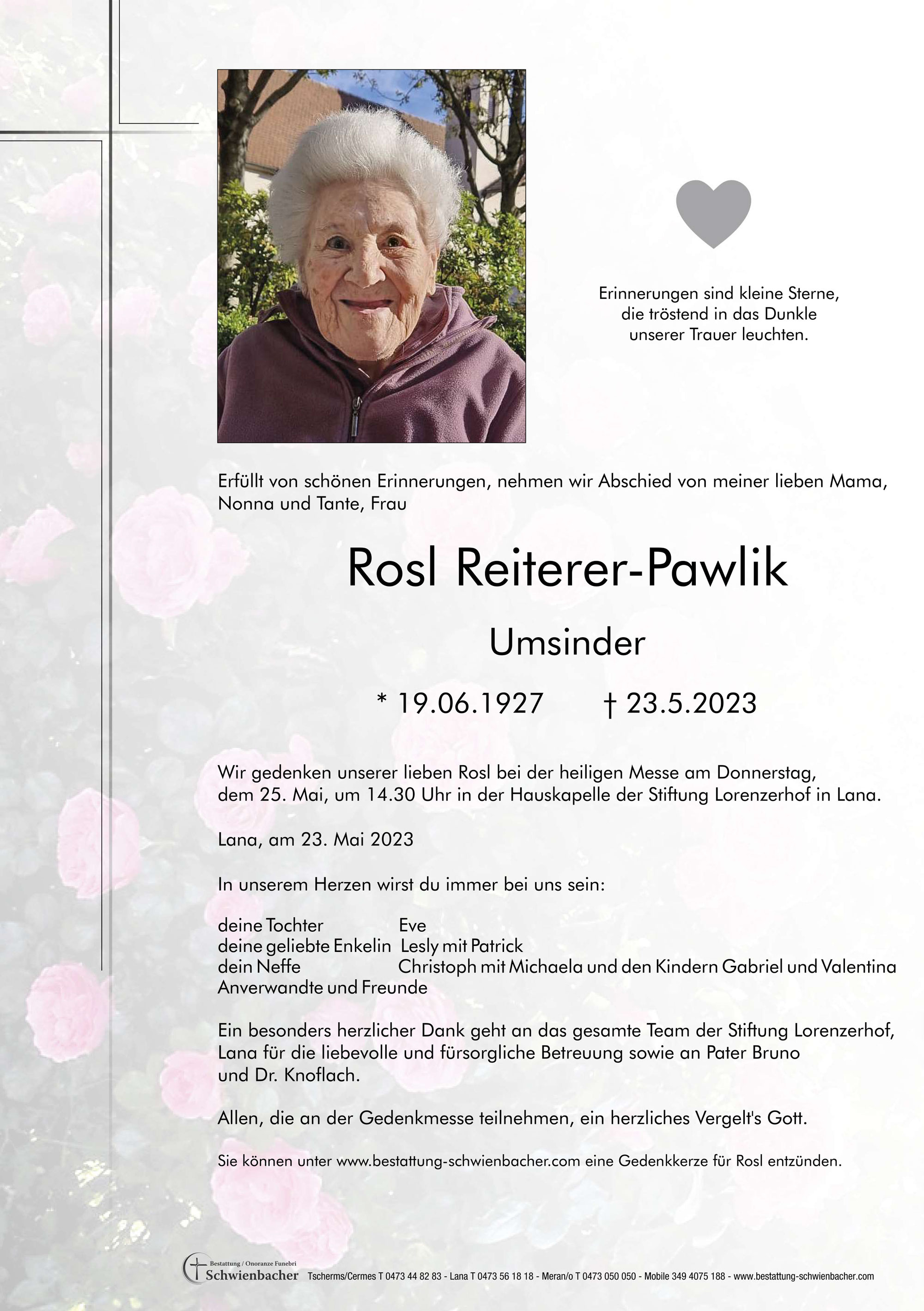 Parte: Rosl Reiterer-Pawlik 