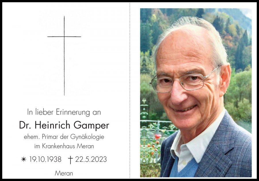 Sterbebild: Dr. Heinrich Gamper