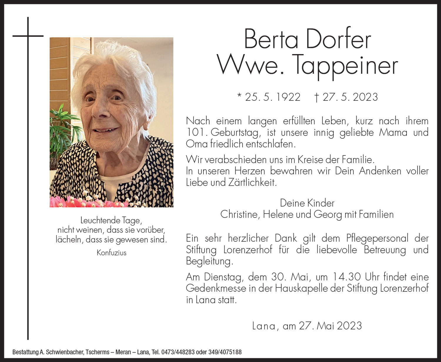 Medien: Berta Dorfer Wwe. Tappeiner
