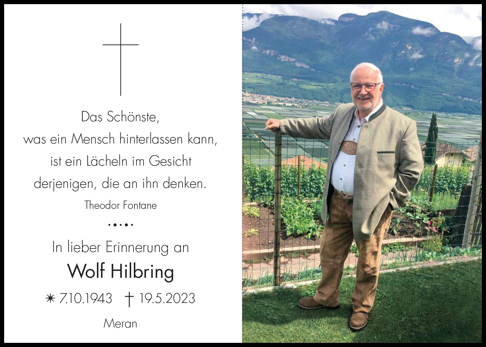 Sterbebild: Wolf Hilbring