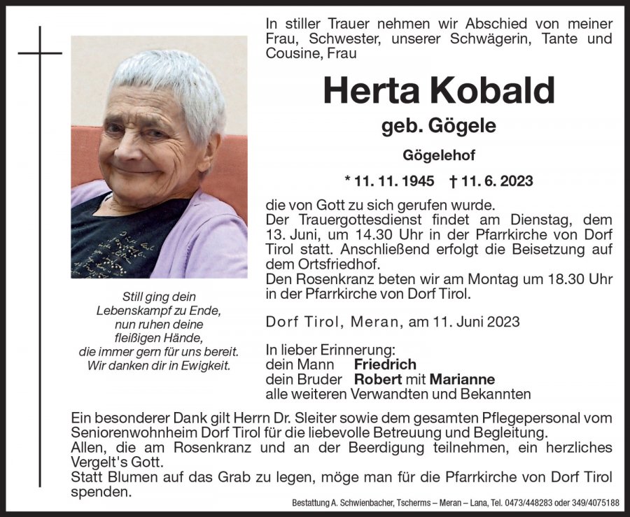 Medien: Herta Kobald geb. Gögele