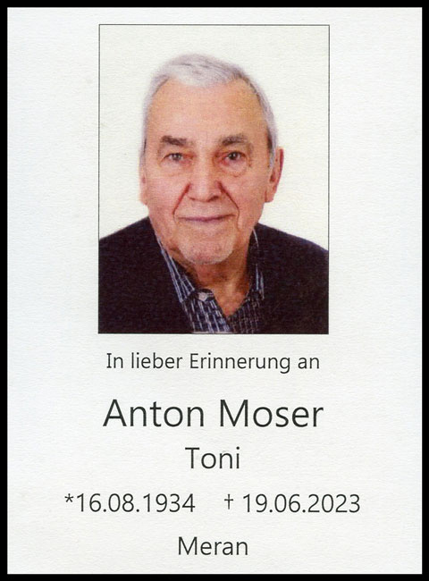Sterbebild: Anton Moser