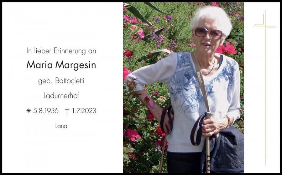 Sterbebild: Maria Margesin geb. Battocletti