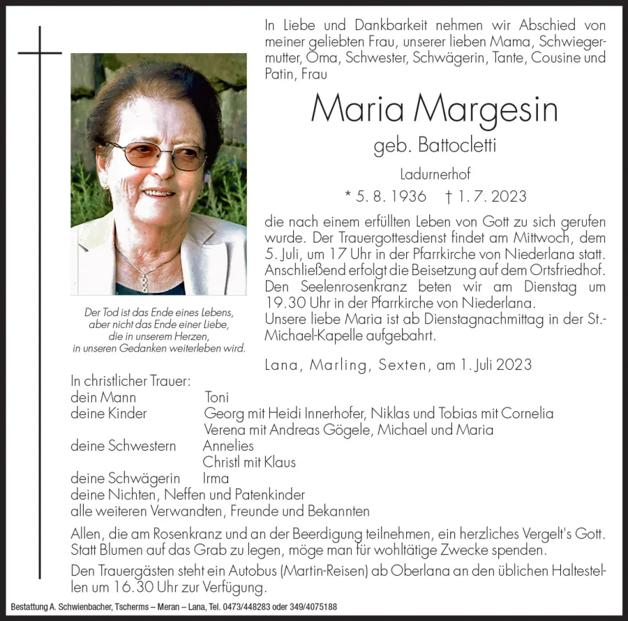 Medien: Maria Margesin geb. Battocletti