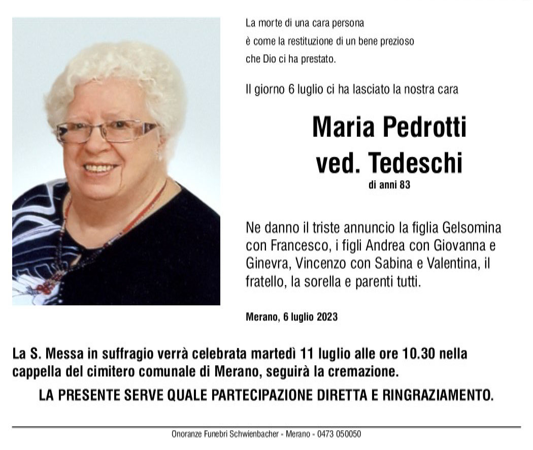 Medien: Maria ved. Tedeschi Pedrotti