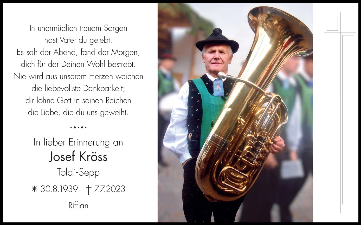Sterbebild: Josef Kröss