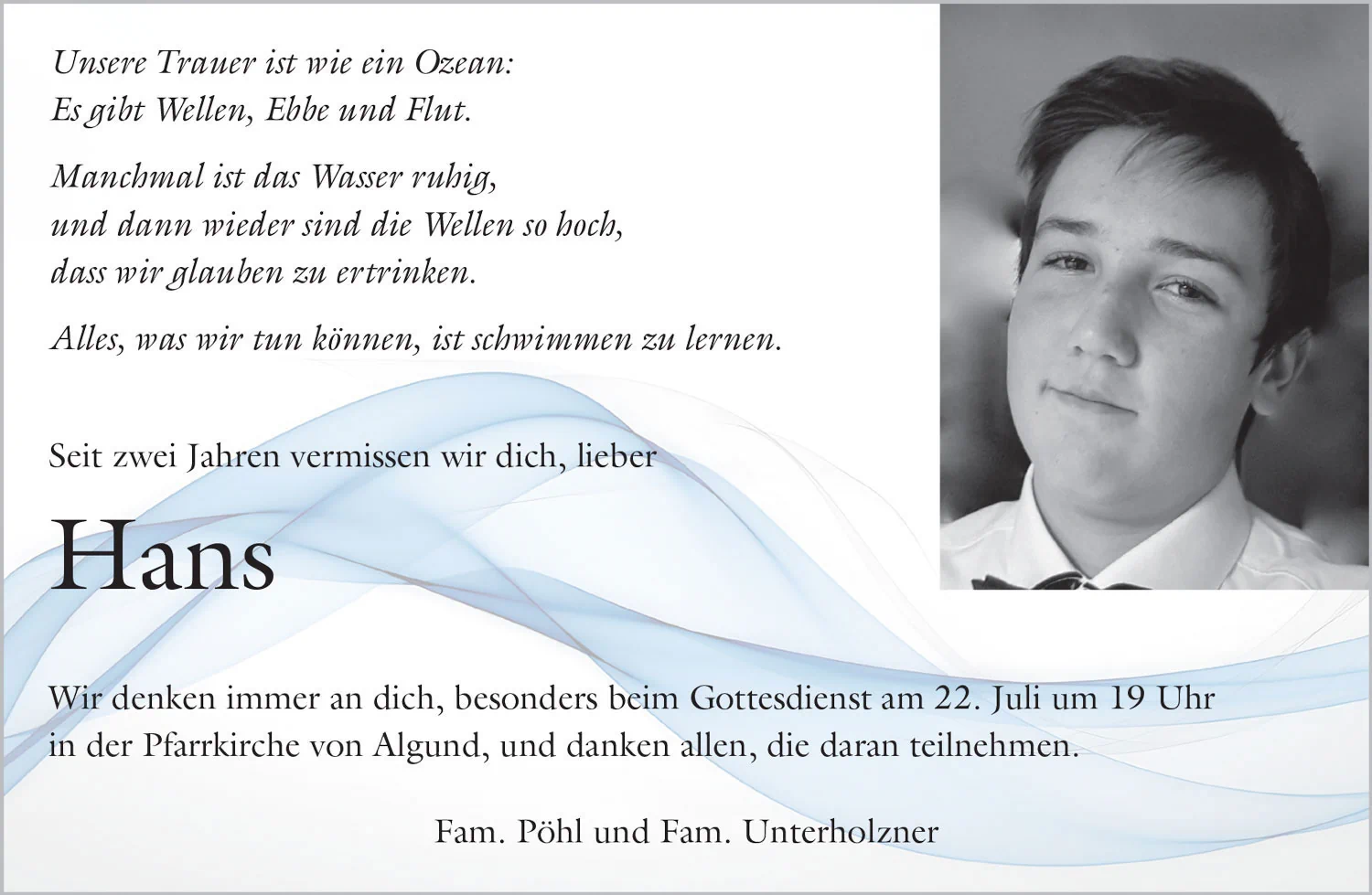 Jahrtag: Hans Michael Pöhl