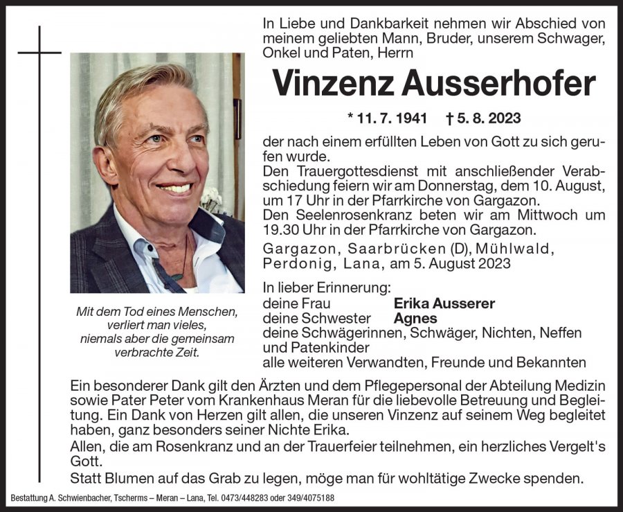 Medien: Vinzenz Ausserhofer