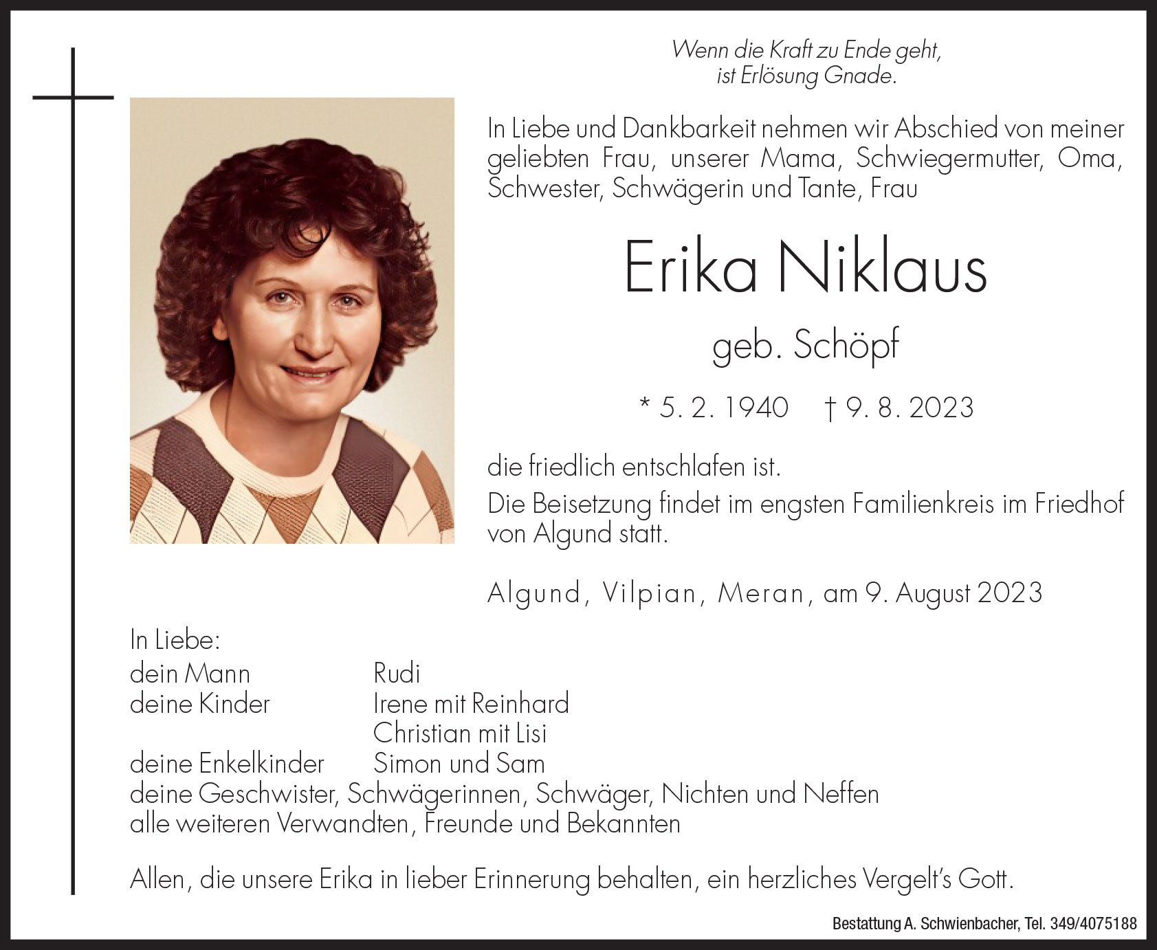Medien: Erika Niklaus geb. Schöpf