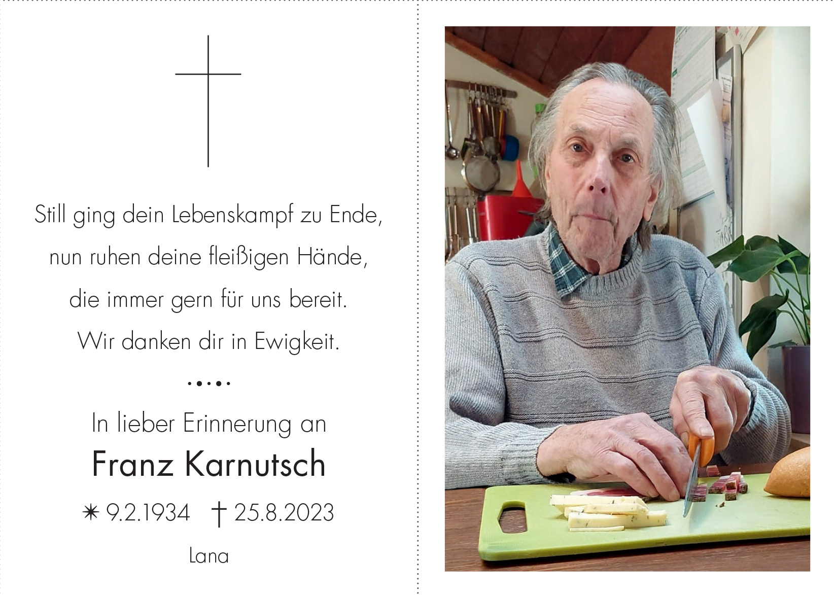 Sterbebild: Franz Karnutsch