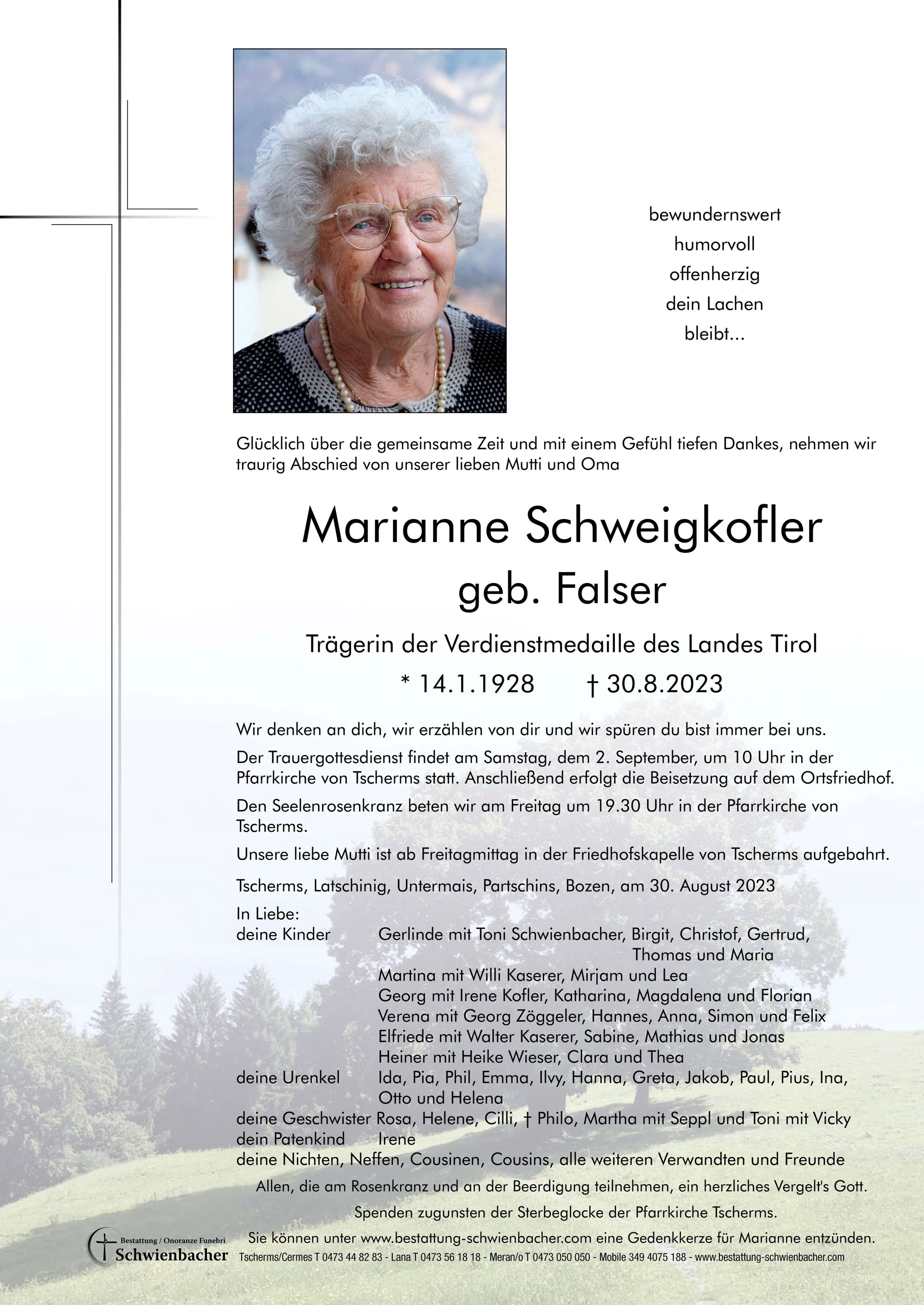 Parte: Marianne Schweigkofler geb. Falser 