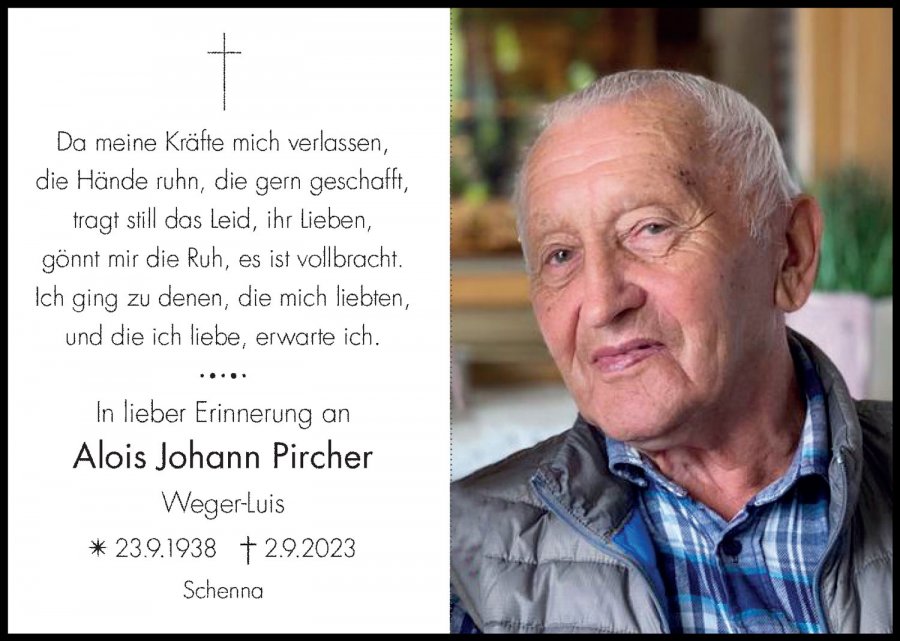 Sterbebild: Alois Johann Pircher