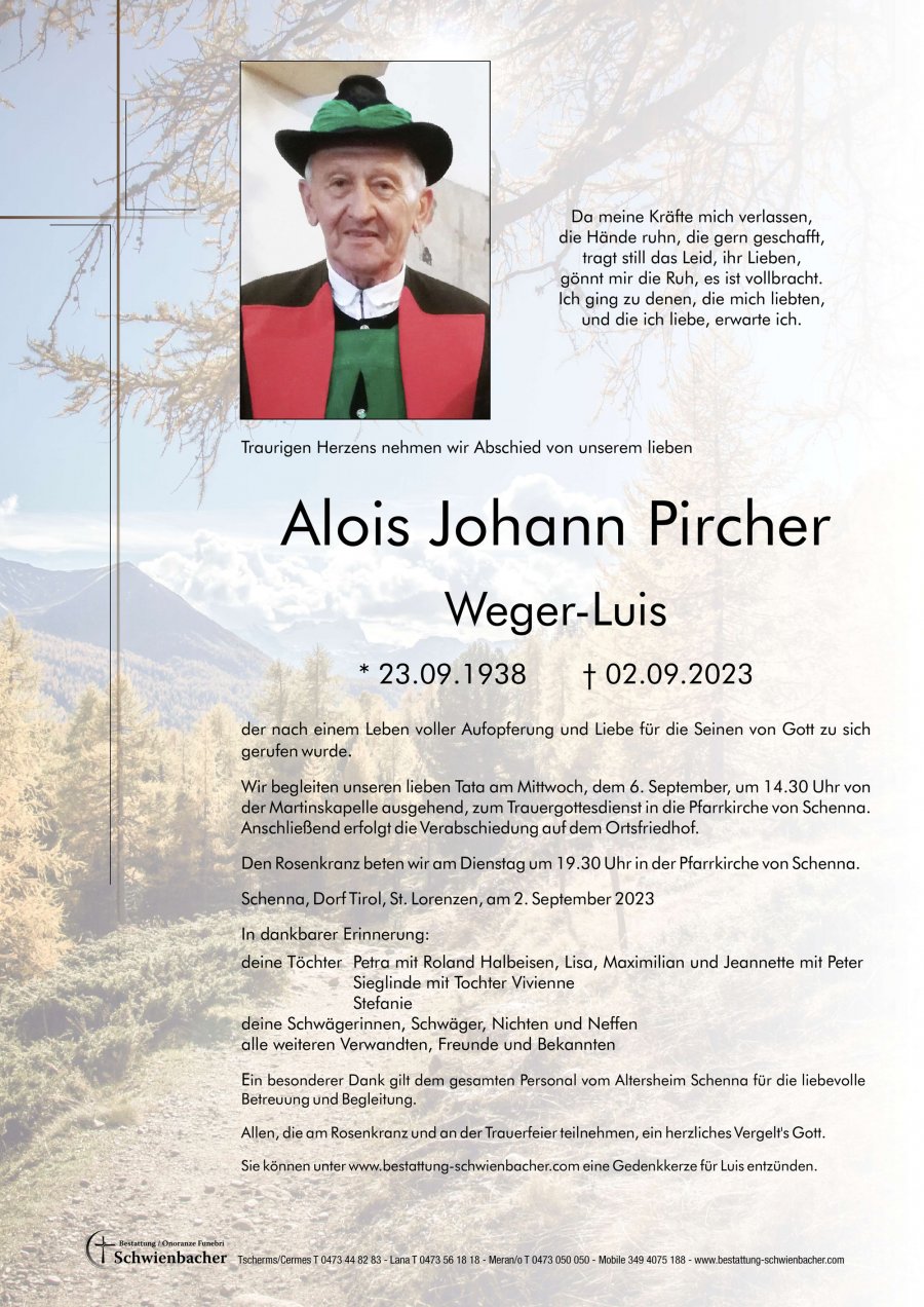 Parte: Alois Johann Pircher