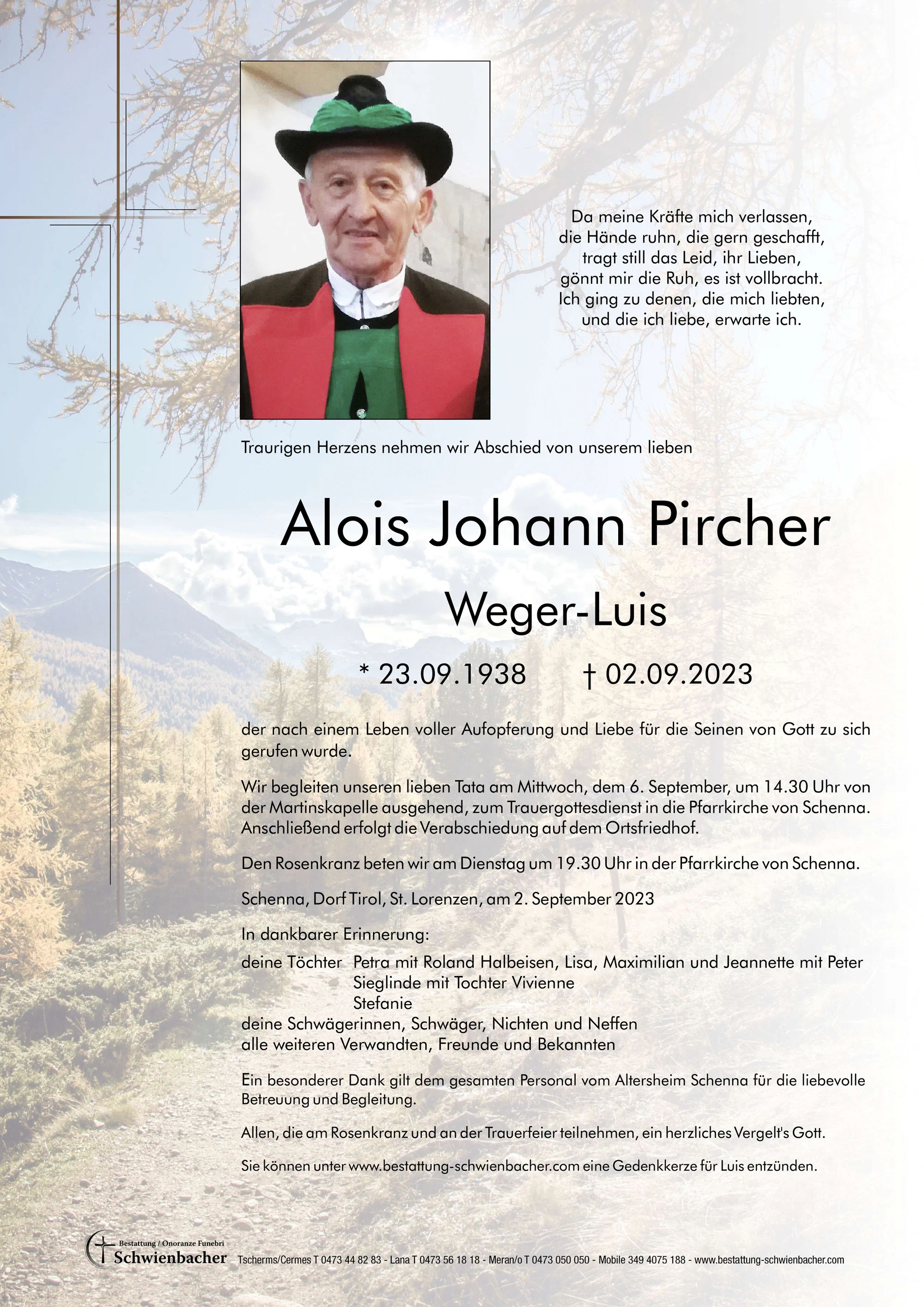 Parte: Alois Johann Pircher 