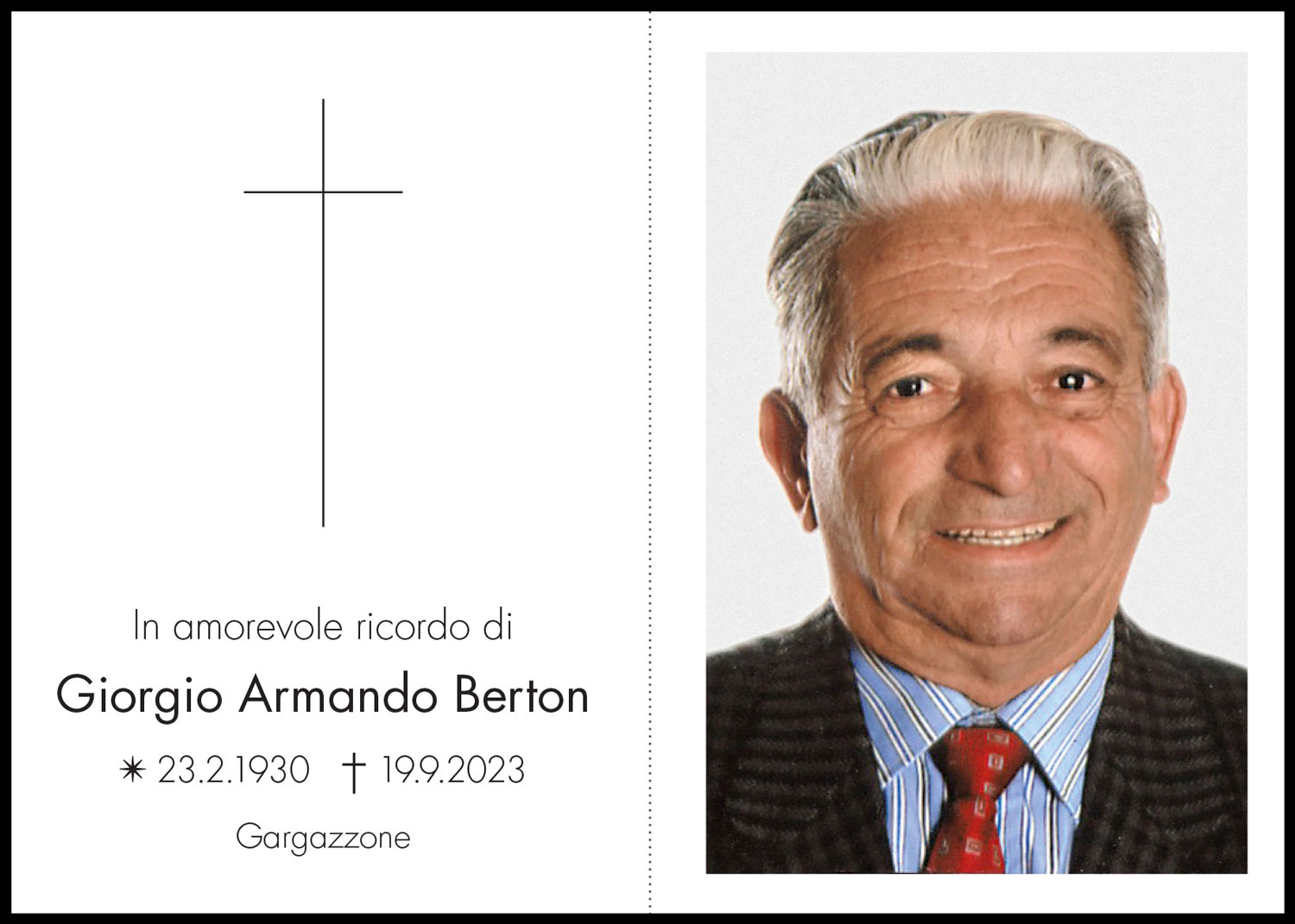 Sterbebild: Giorgio Armando Berton