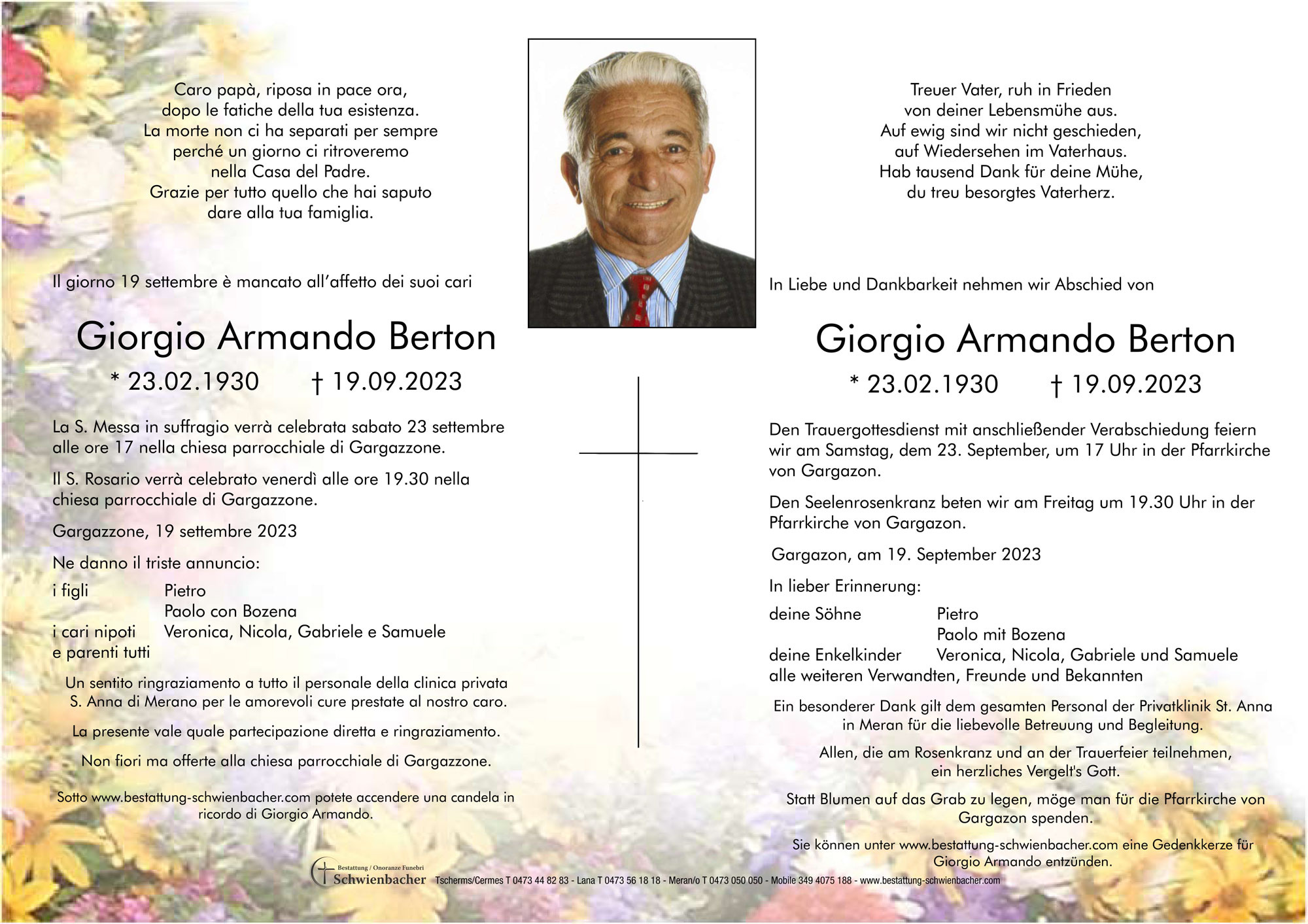 Parte: Giorgio Armando Berton 