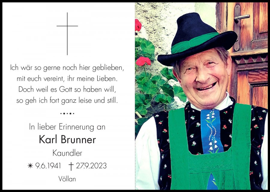 Sterbebild: Karl Brunner