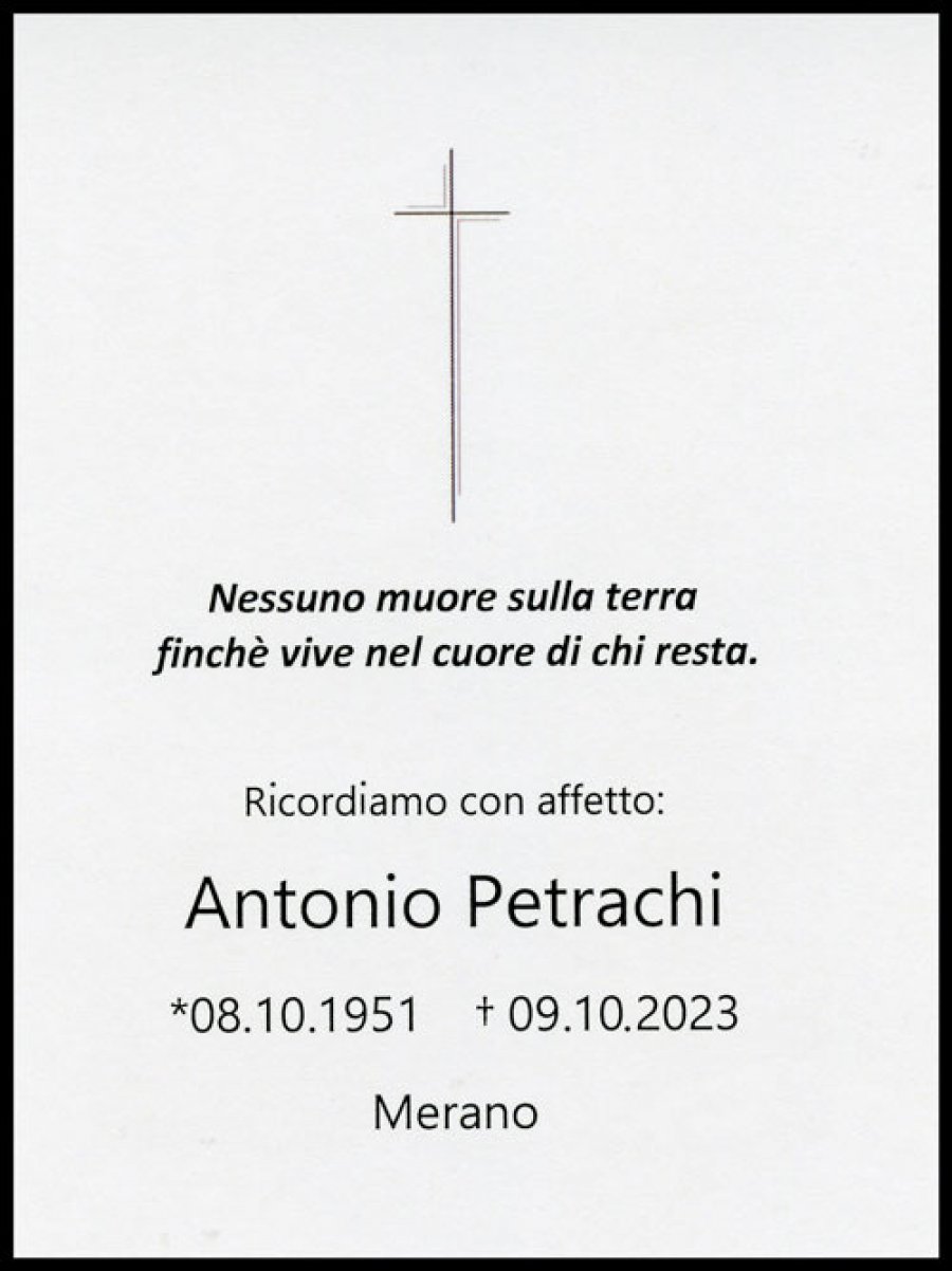 Sterbebild: Antonio Petrachi