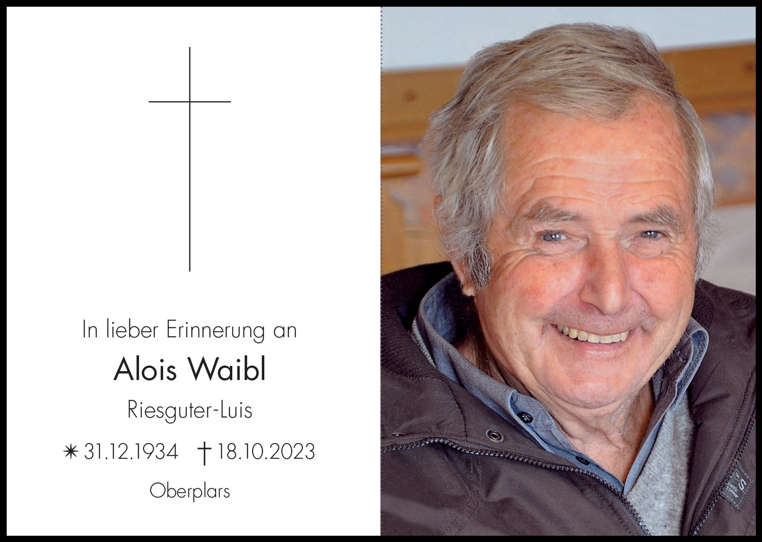 Sterbebild: Alois Waibl