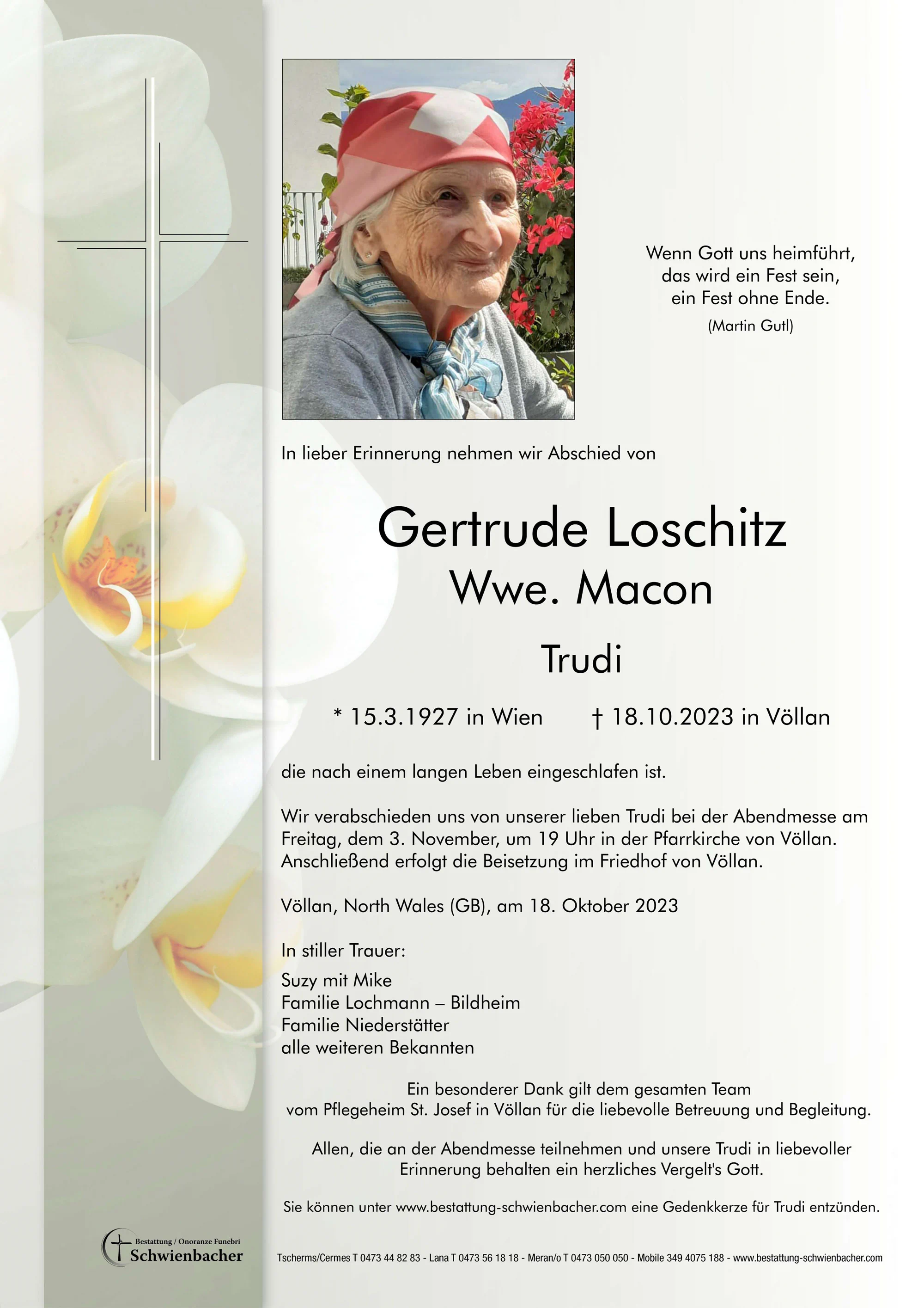 Parte: Gertrude Loschitz Wwe. Macon 