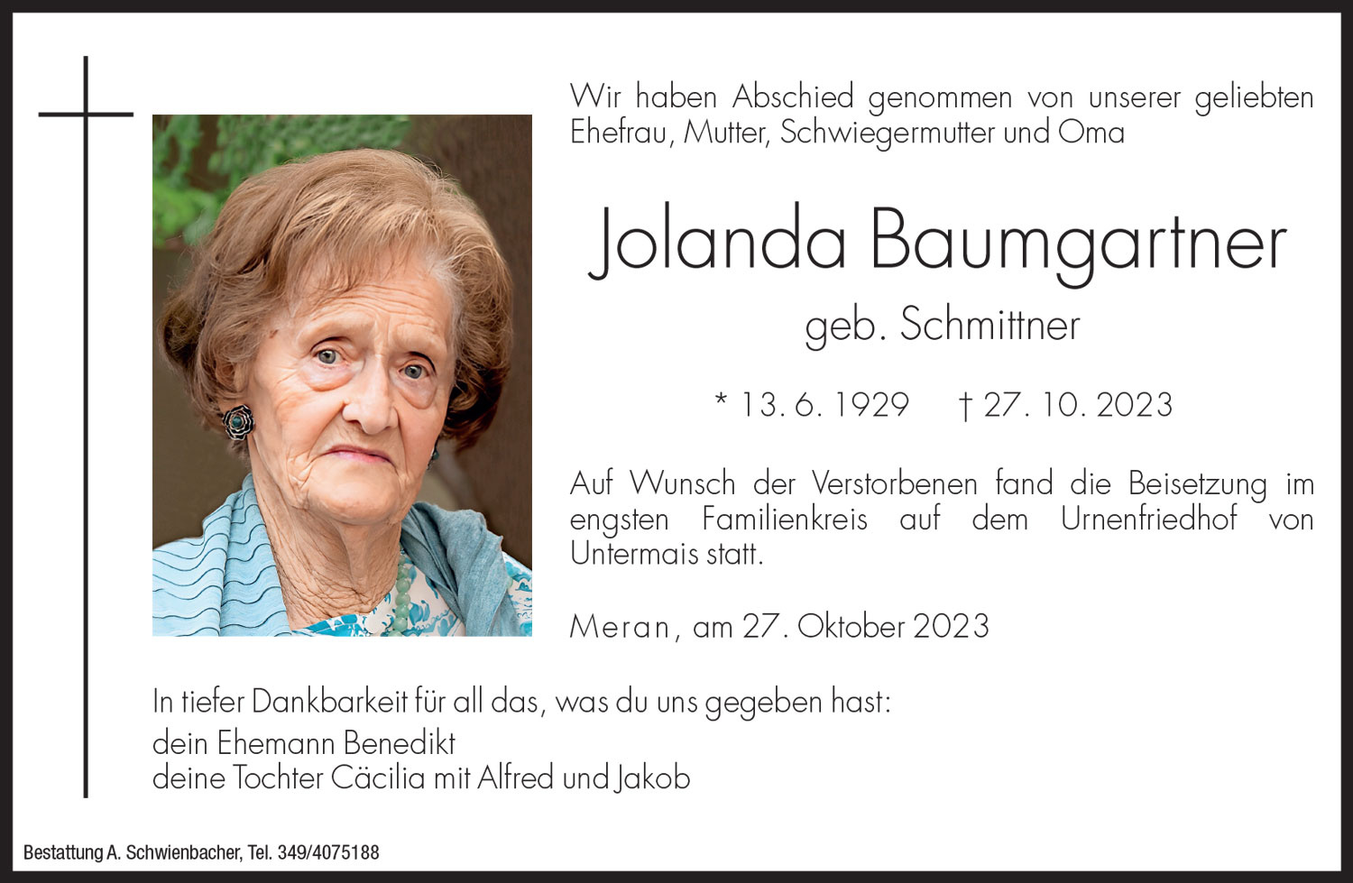 Medien: Jolanda Baumgartner geb. Schmittner