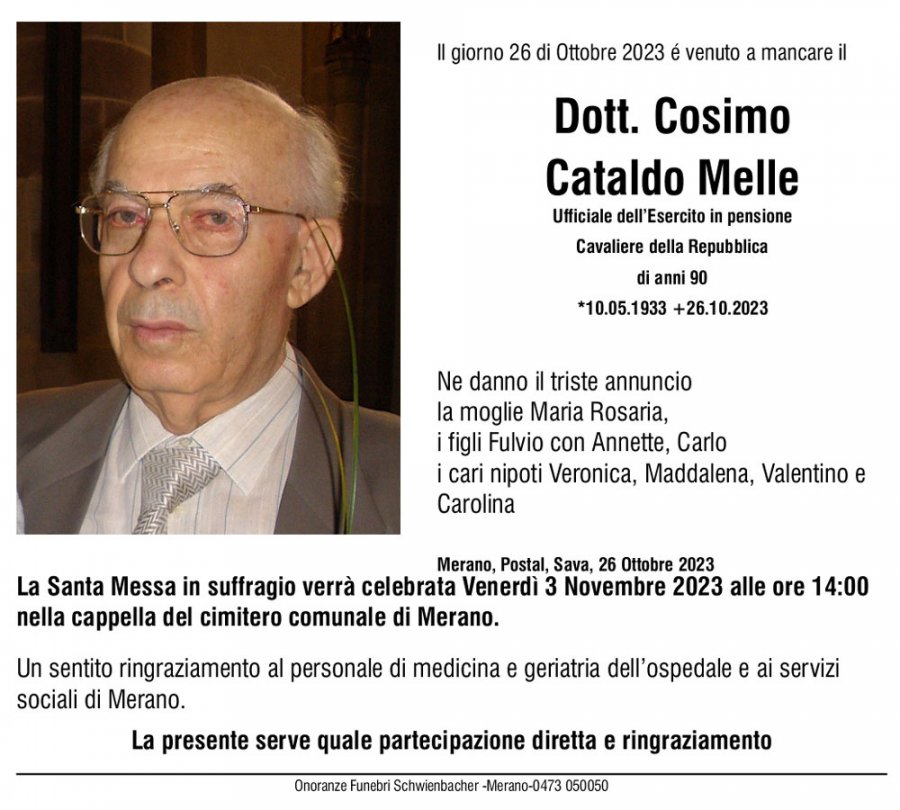 Medien: Dott. Cosimo Cataldo Melle