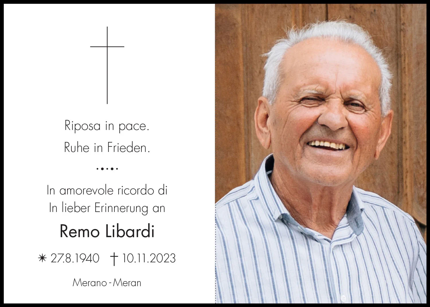 Sterbebild: Remo Libardi