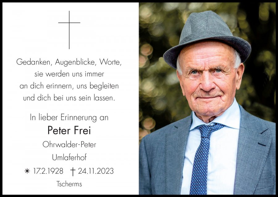 Sterbebild: Peter Frei