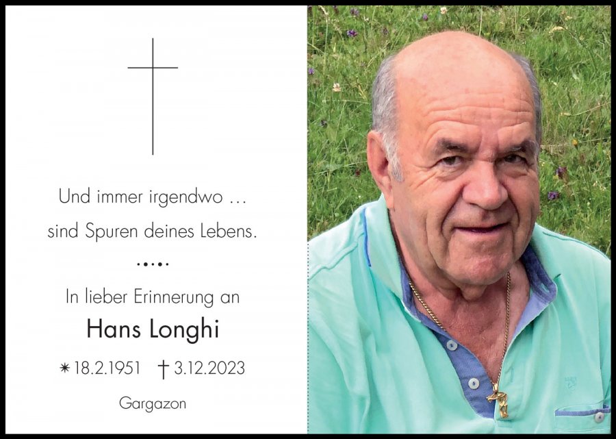 Sterbebild: Hans Longhi