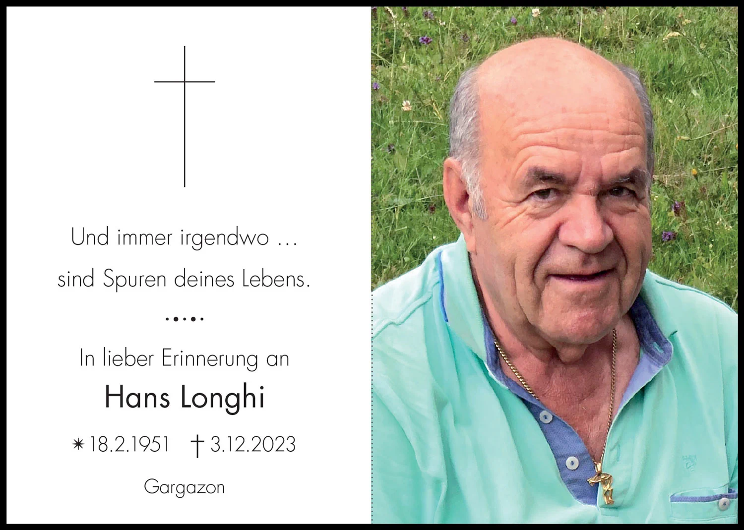 Sterbebild: Hans Longhi