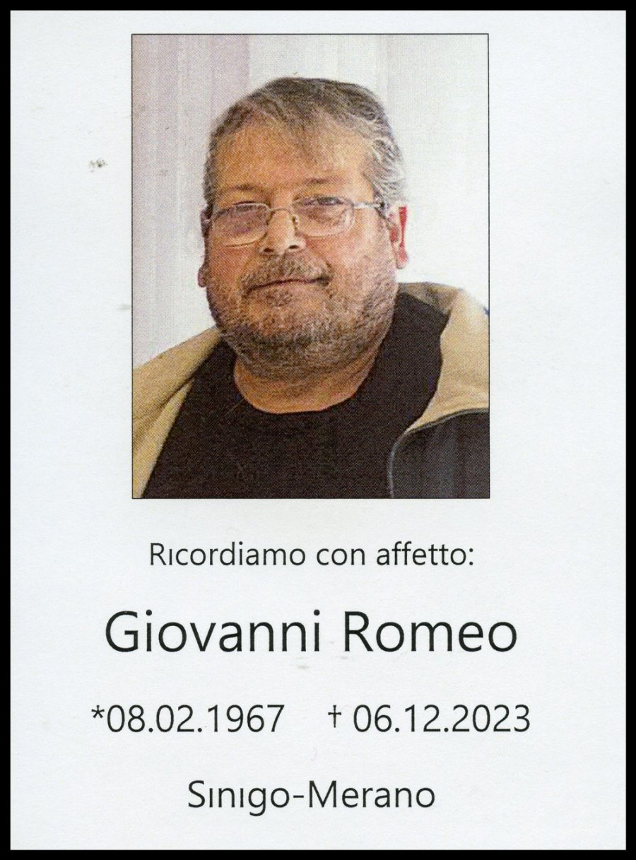 Sterbebild: Giovanni Romeo