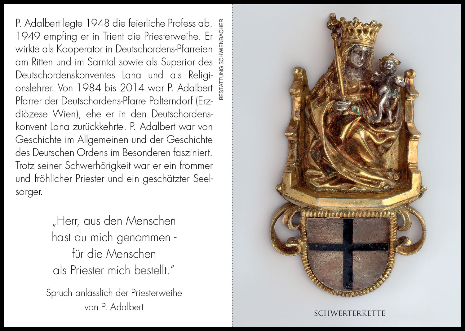 Sterbebild: P. Adalbert (Josef) Zöschg OT