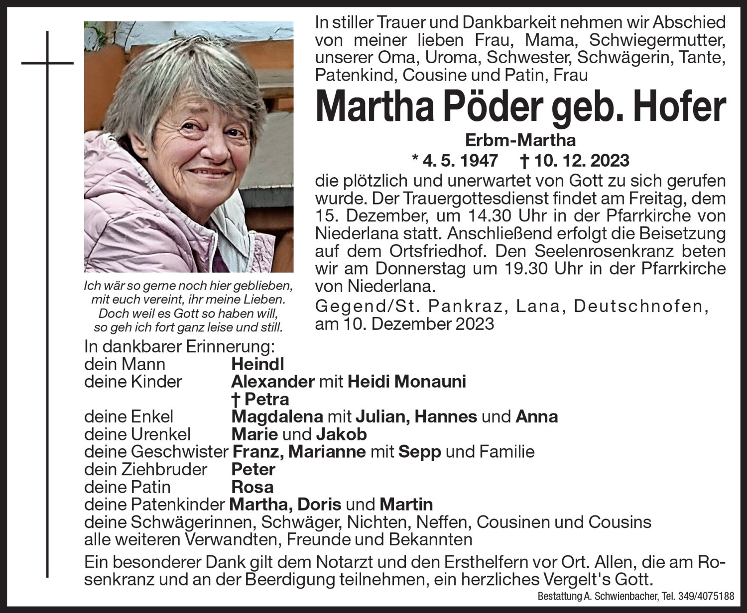 Medien: Martha Pöder geb. Hofer