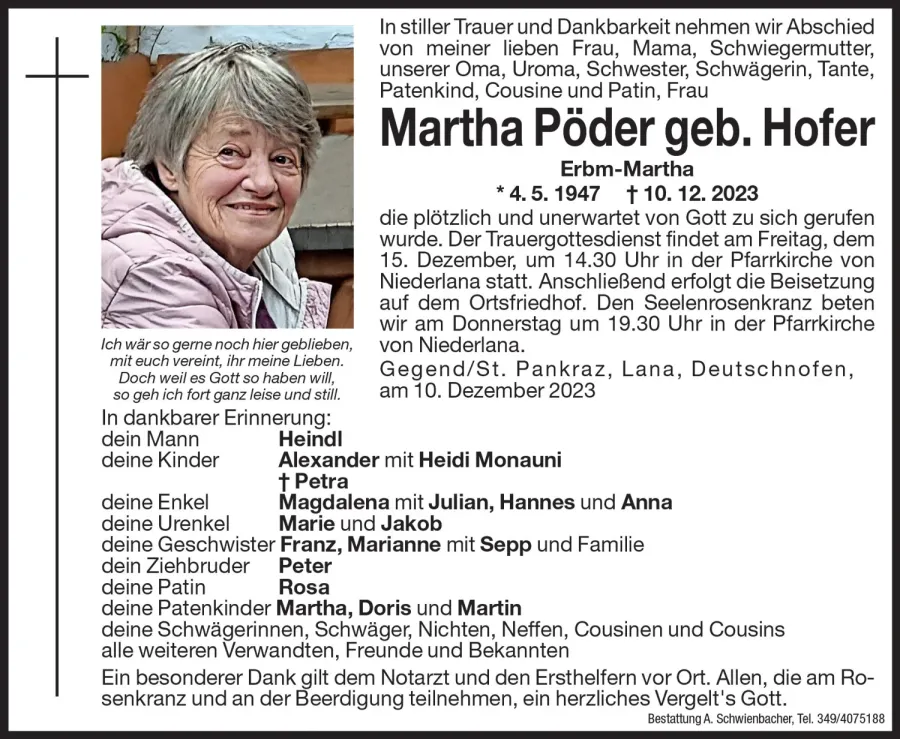 Medien: Martha Pöder geb. Hofer