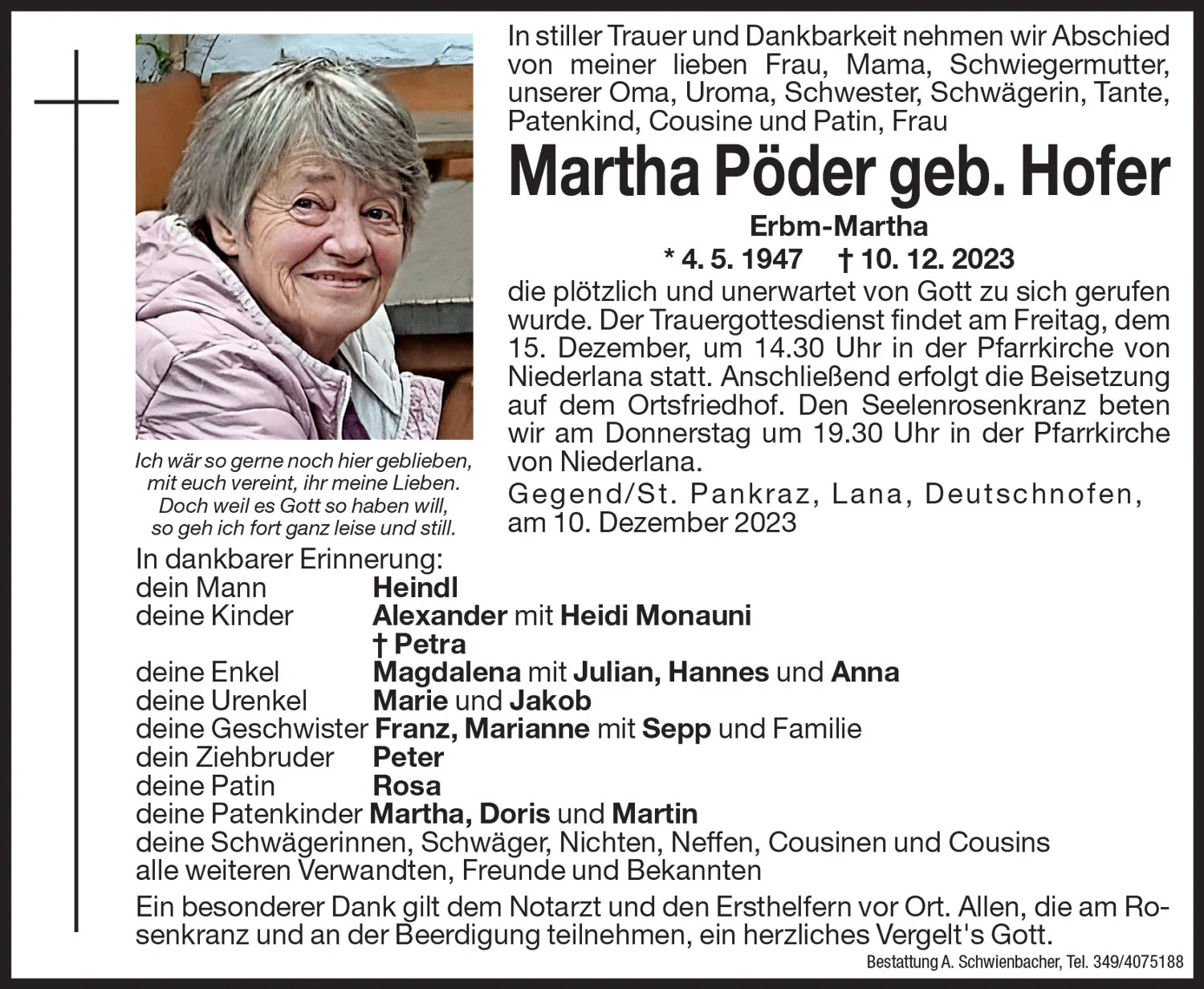 Medien: Martha Pöder geb. Hofer