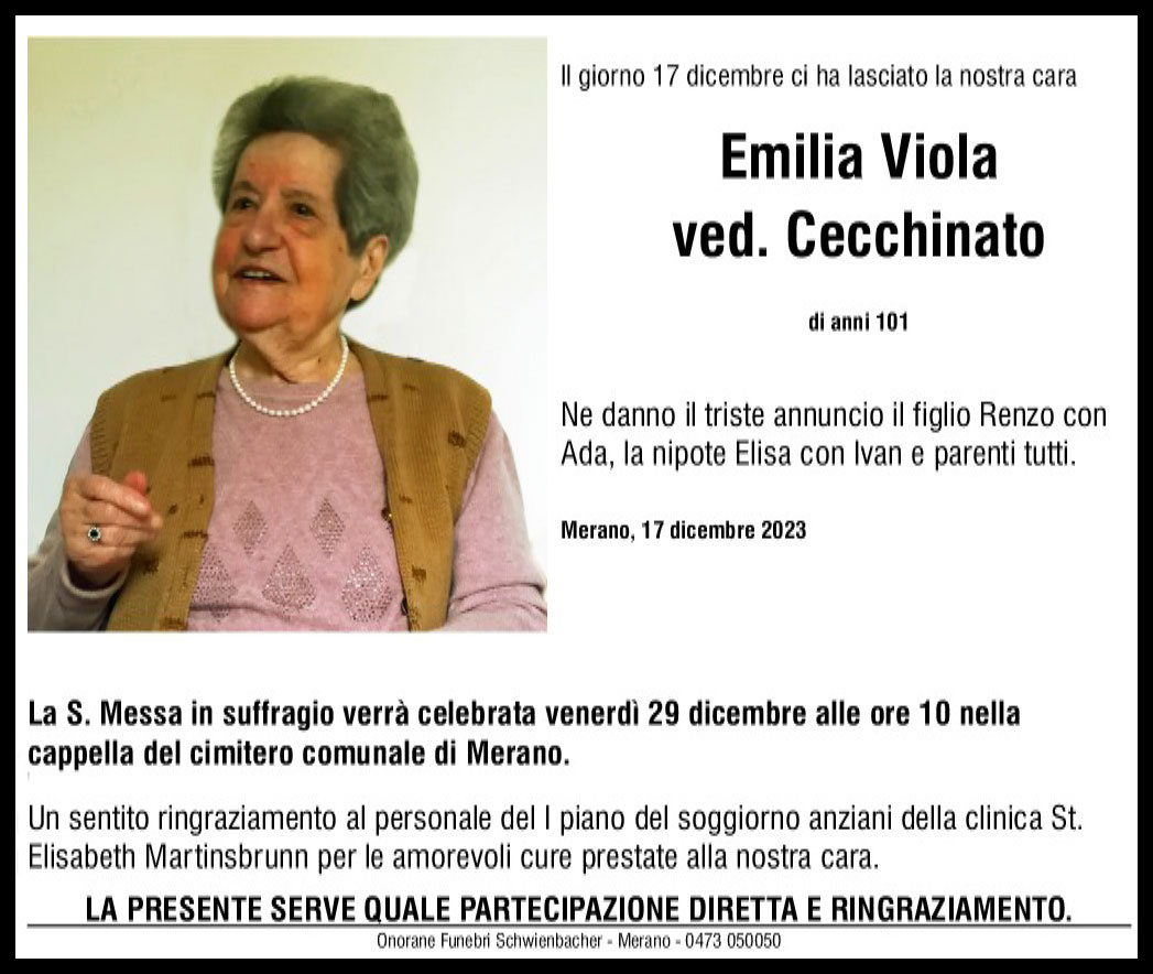 Medien: Emilia Viola ved. Cecchinato