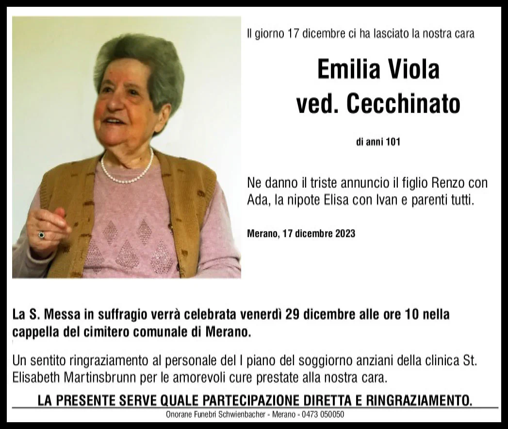 Medien: Emilia Viola ved. Cecchinato