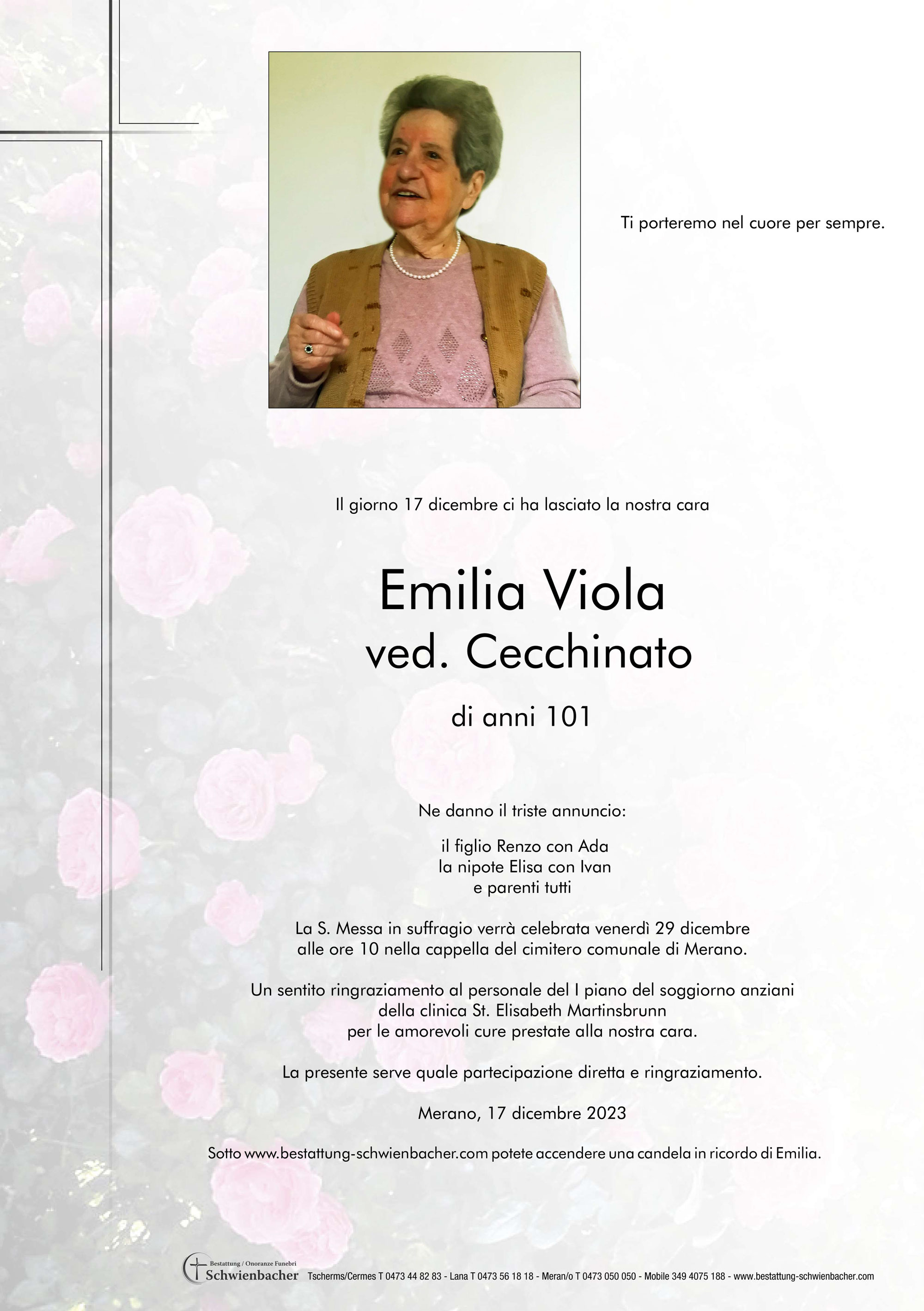 Parte: Emilia Viola ved. Cecchinato 
