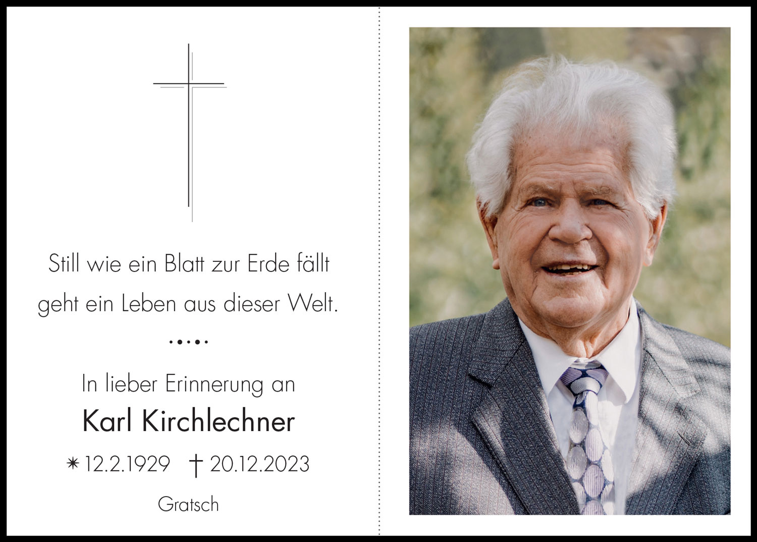 Sterbebild: Karl Kirchlechner