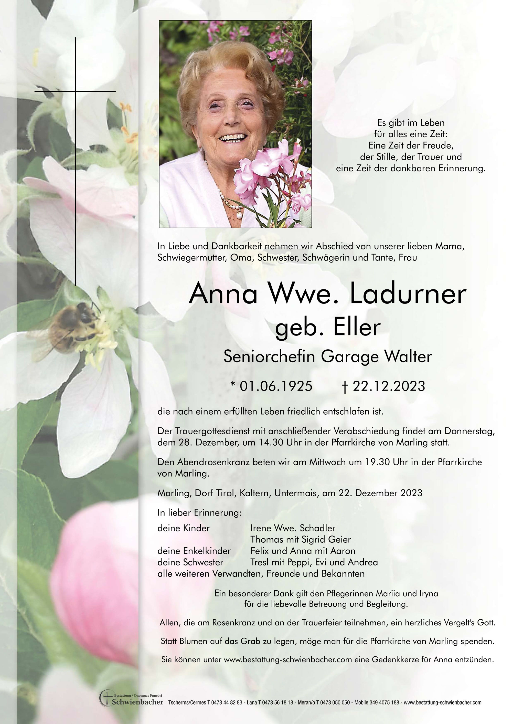 Parte: Anna Wwe. Ladurner geb. Eller 