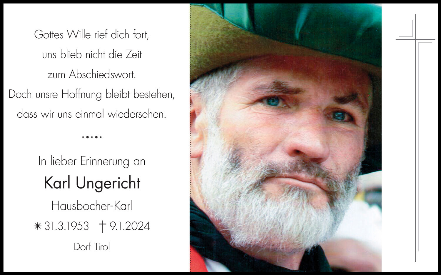 Sterbebild: Karl Ungericht