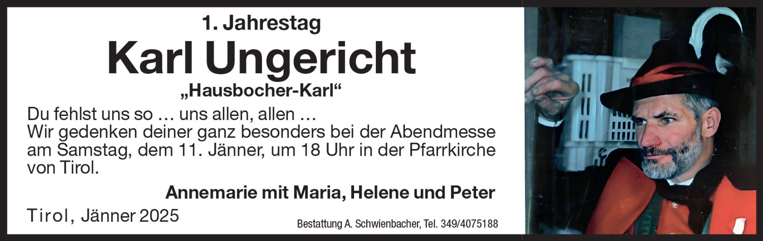 Jahrtag: Karl Ungericht