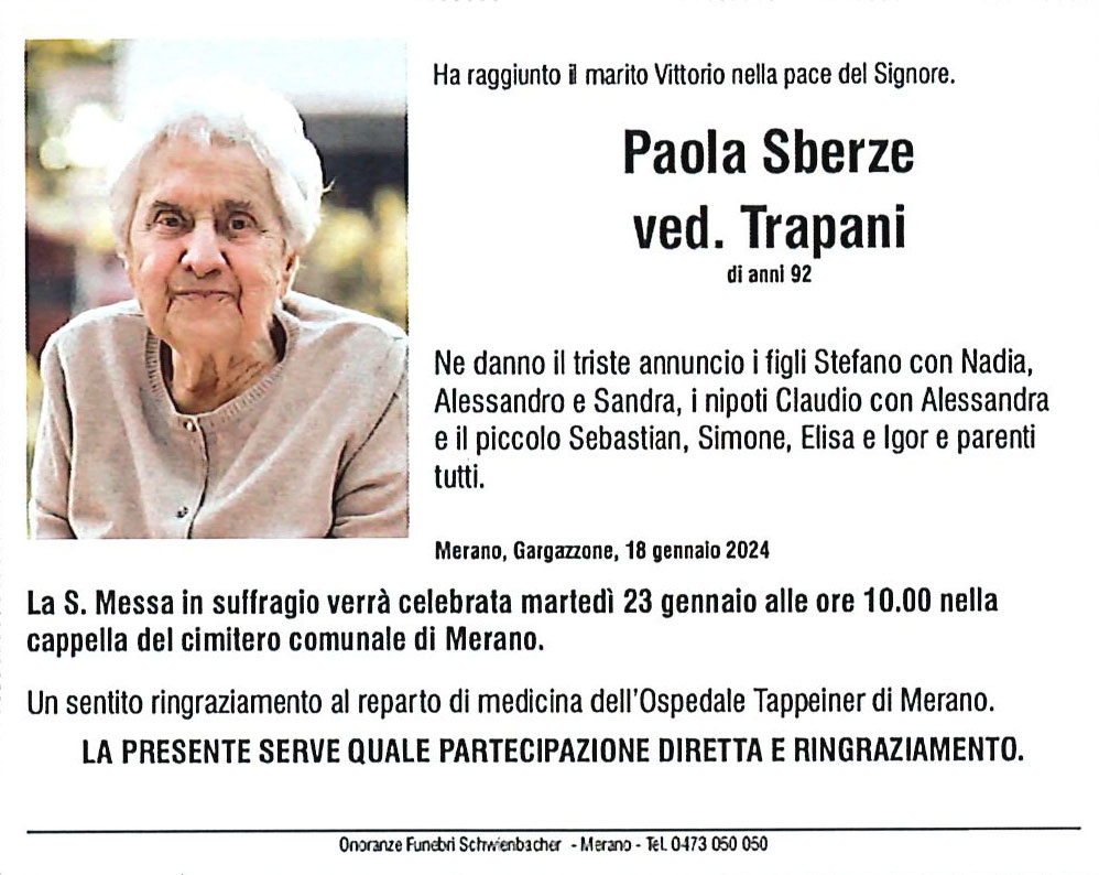 Medien: Paola ved. Trapani nata Sberze